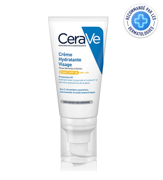 Cerave Crème Hydratante Visage SPF30 52ml Peaux Normales à Sèches Cerave Crème Hydratante Visage SPF30 52ml Peaux Normales à Sèches