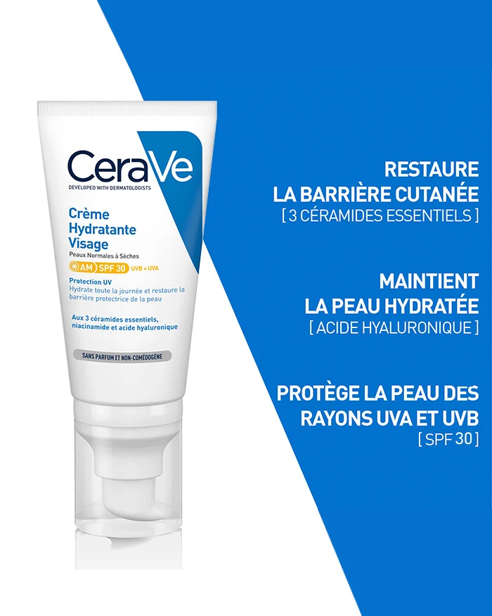Cerave Crème Hydratante Visage SPF30 52ml Peaux Normales à Sèches Cerave Crème Hydratante Visage SPF30 52ml Peaux Normales à Sèches – Image 3