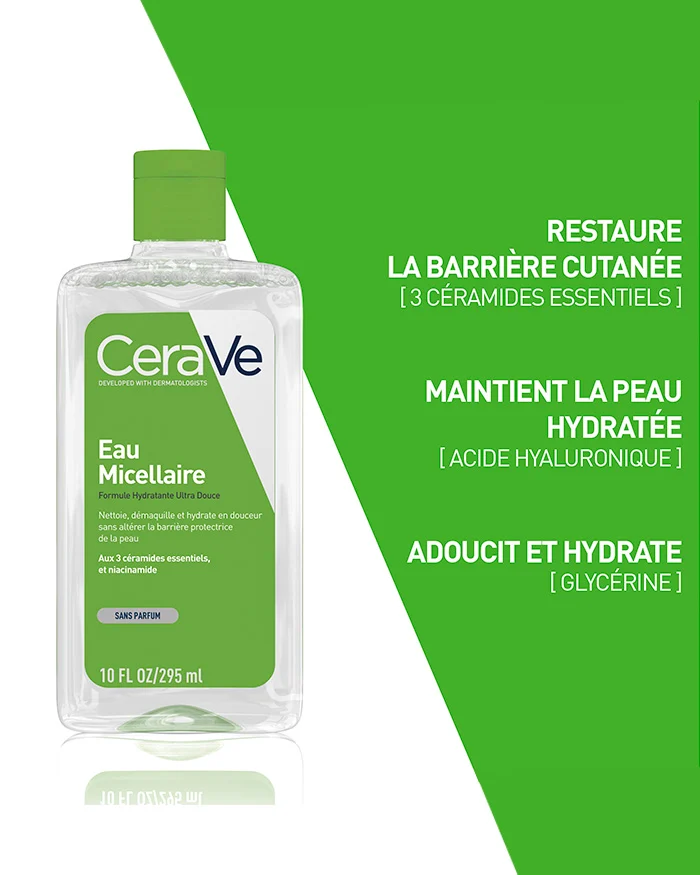 CERAVE Eau Micellaire Démaquillante Hydratante Peau Normale à Sèche 295ml CERAVE Eau Micellaire Démaquillante Hydratante Peau Normale à Sèche 295ml – Image 3