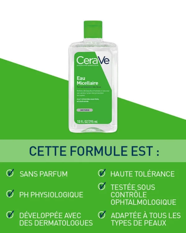 CERAVE Eau Micellaire Démaquillante Hydratante Peau Normale à Sèche 295ml – Image 4