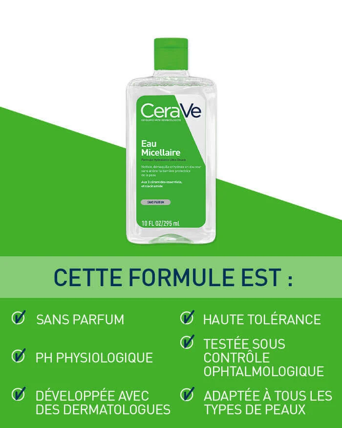 CERAVE Eau Micellaire Démaquillante Hydratante Peau Normale à Sèche 295ml CERAVE Eau Micellaire Démaquillante Hydratante Peau Normale à Sèche 295ml – Image 4