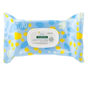 Klorane Bébé Lingettes nettoyantes douces pour le corps au Calendula apaisant – 70 Unités