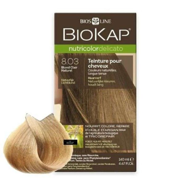 BIOKAP NUTRICOLOR DELICATO 8.03 BLOND CLAIR NATUREL