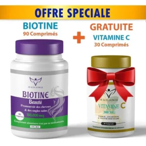 HEALTH POWER BIOTINE Beauté 90 Comprimés + Vitamine C 30 Comprimés OFFERT HEALTH POWER BIOTINE Beauté 90 Comprimés + Vitamine C 30 Comprimés OFFERT